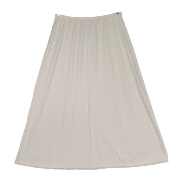 Vtg Vanity Fair Half Slip sz L Long 32" Women Nylon‎ Pearl White Lace Hem USA - Picture 1 of 13